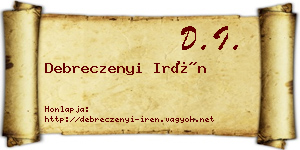 Debreczenyi Irén névjegykártya